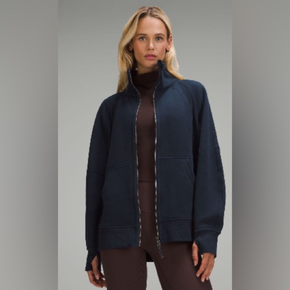 Navy Lululemon oversized full zip sweatshirt